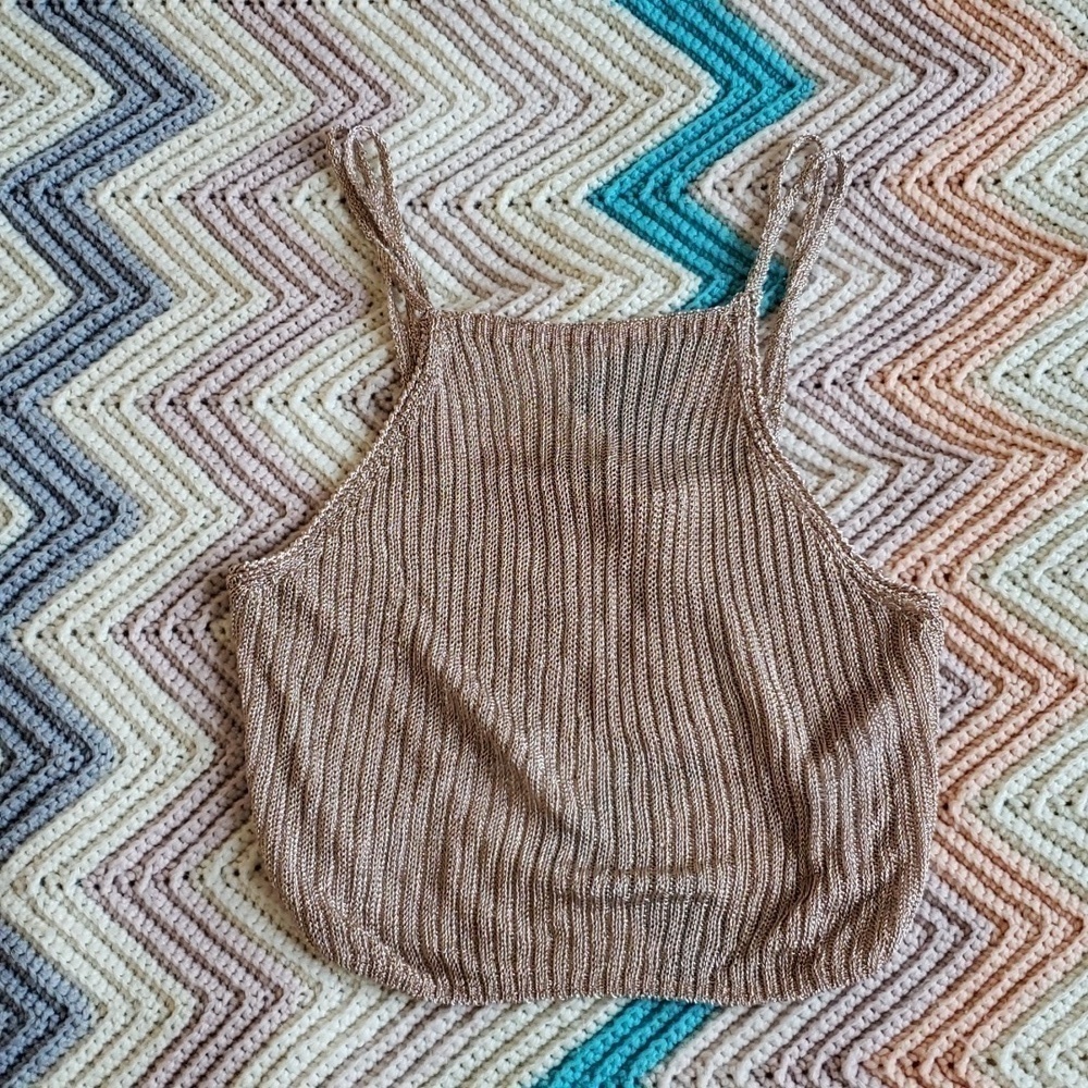 TOPSHOP petite rosegold crop top tank top 8